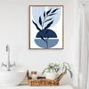 Set of 6 Blue Boho Leaves Canvas Painting Simple Lines Colour Block Nordic Modern Wall Art Home Bedroom Decoration Poster