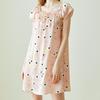 Women's Summer Short Sleeve Printed 100% Mulberry Silk Pajama Dress - Mid-length, Plus Size, Loose-fit Nightgown
