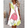 Fashion Women's Crew Neck Dress 3D Casual Color Printing Casual Dress Crew Neck Dress