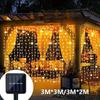 3m * 2m / 3m * 3m LED Solar Curtain Lights 8 Lighting Modes Solar String Lights Ideal for Christmas, Weddings, and Outdoor Events