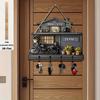 1SET wooden retro motorcycle sunflower door pendant logo mini flower room porch decoration multi-functional hanging