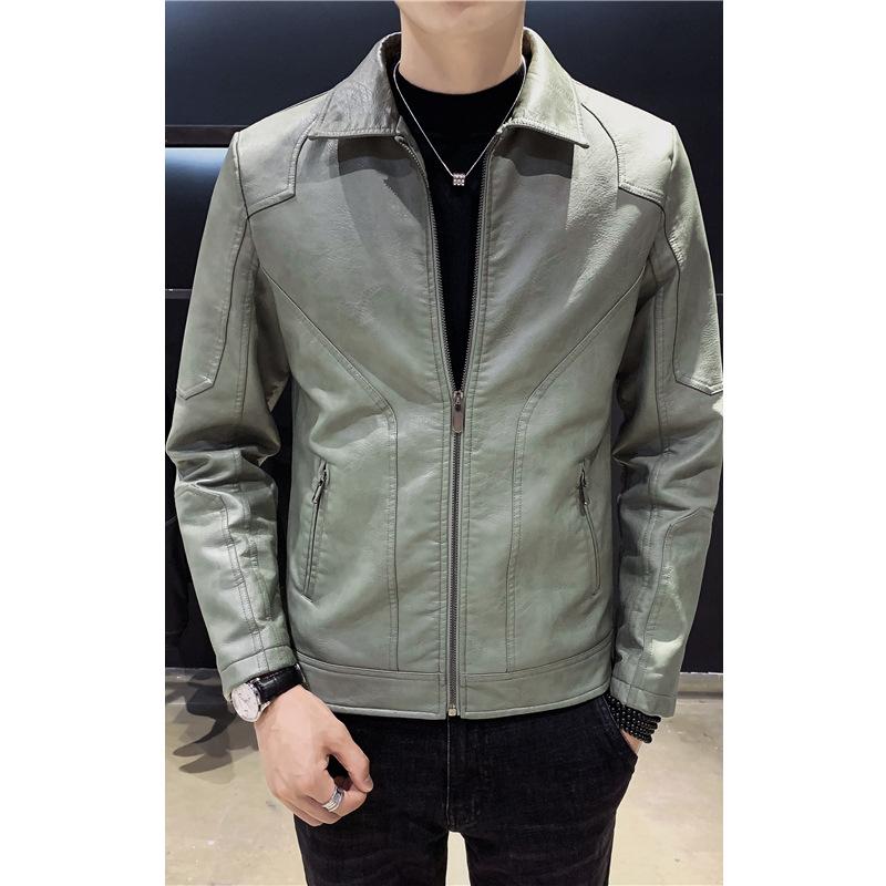 Autumn new men's leather jacket casual jacket PU leather locomotive trend slim handsome jacket men's clothing