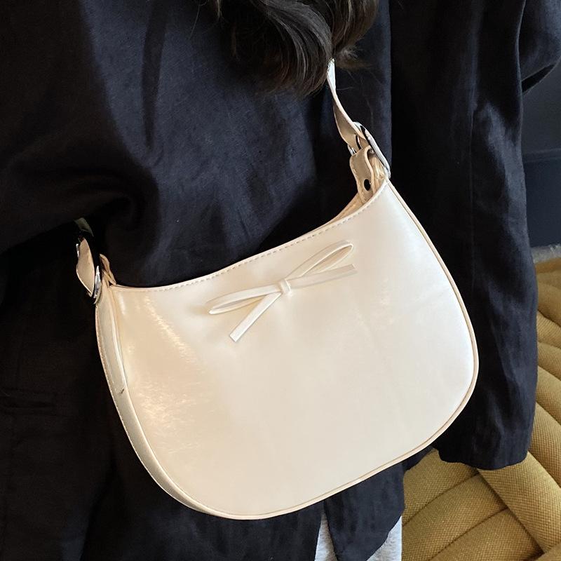 2025 new high-value bow design underarm bag Korean version niche simple casual portable shoulder bag women's bag
