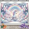 Unicorn themed birthday party banners used to decorate the walls of the party venue Birthday banners decorate photo studio props