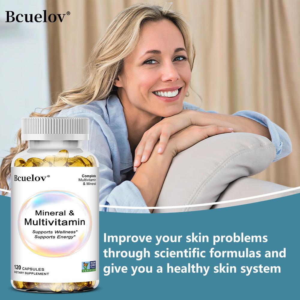 Bcuelov Complex Vitamin Mineral Capsules Organic Fruits and Vegetables with Full Spectrum Nutrients Improve Energy Metabolism