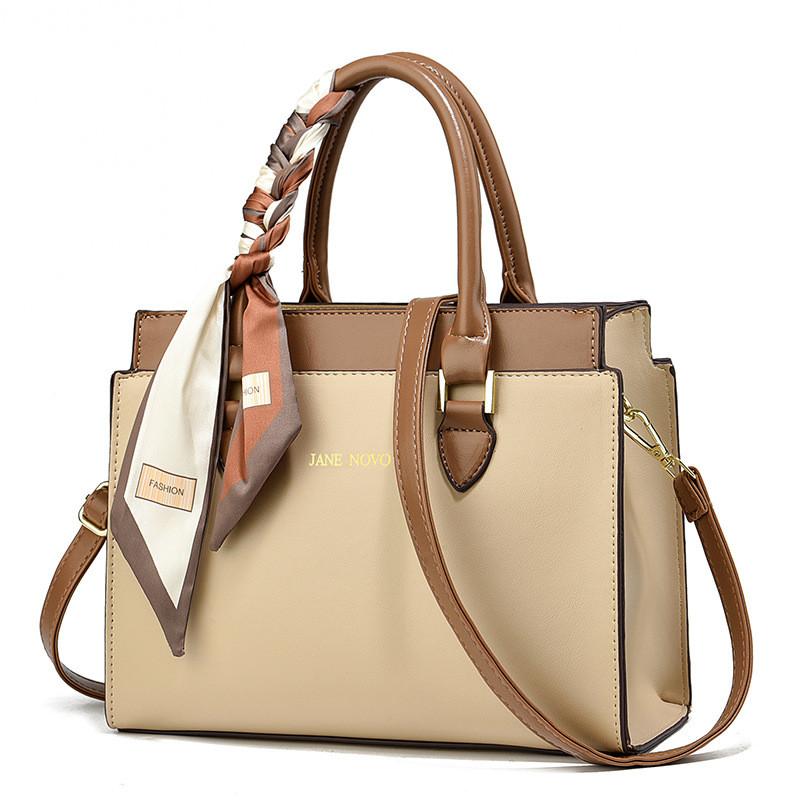 

Modern Business Commuter Bag In Khaki And Cream With Chic Color Block Design For Moms Khaki