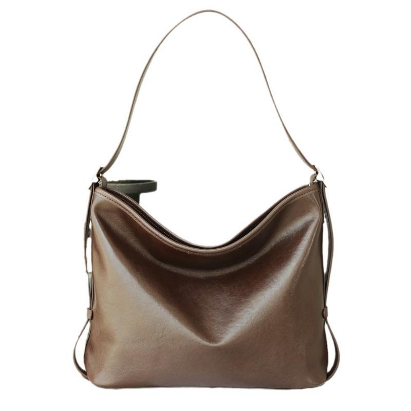 One Shoulder Crossbody Vintage Bag Women's Bag Large Capacity Crystal Plant Tanned Cow Pitot Bag
