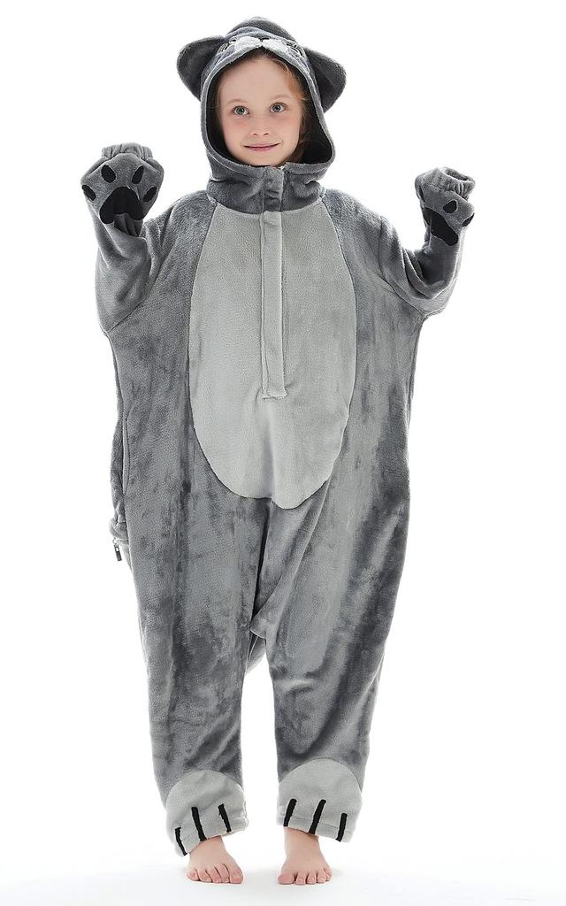 OLAOLA Cat Kigurumi Pajamas for Animal Winter Pajamas for Indoor Cute Size M Kids, Costume, Furry, Warm, Use, Flannel, Unisex,