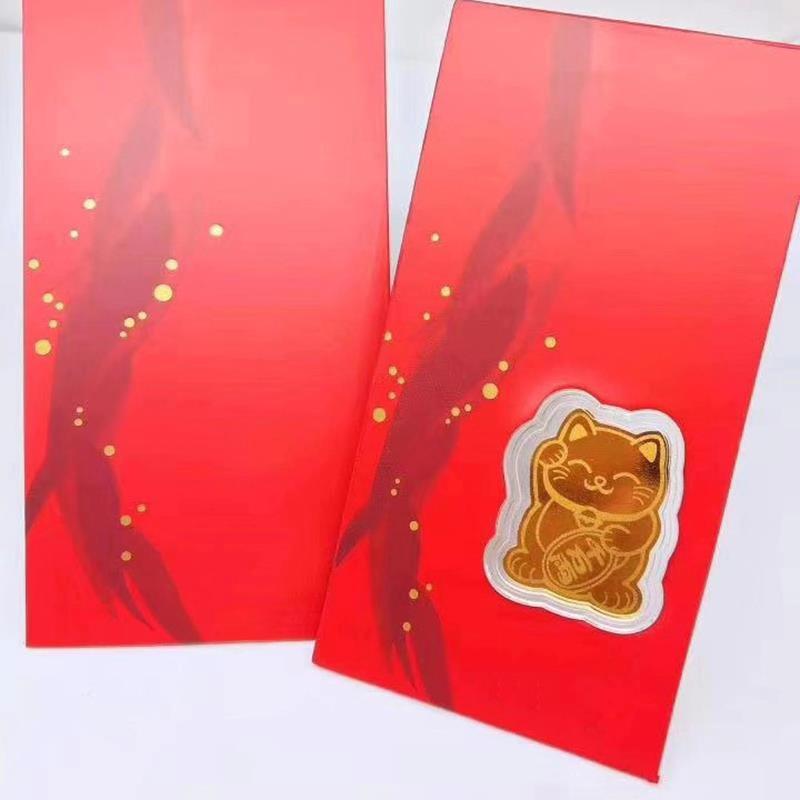 Zhou Sheng Gold Foil Lucky Cat Red Envelope: Creative Auspicious Wealth Phone Sticker - Traffic Boost Gift