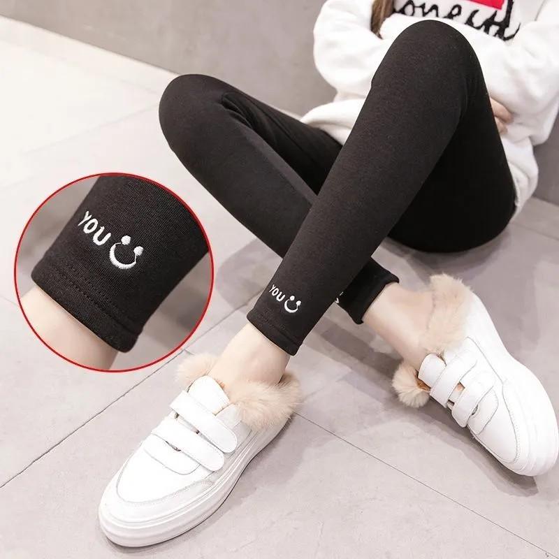 Maternity Fashionable Plus-Size Belly Support Leggings, Autumn/Winter Style, Velvet-Lined, Thick & Warm Pants