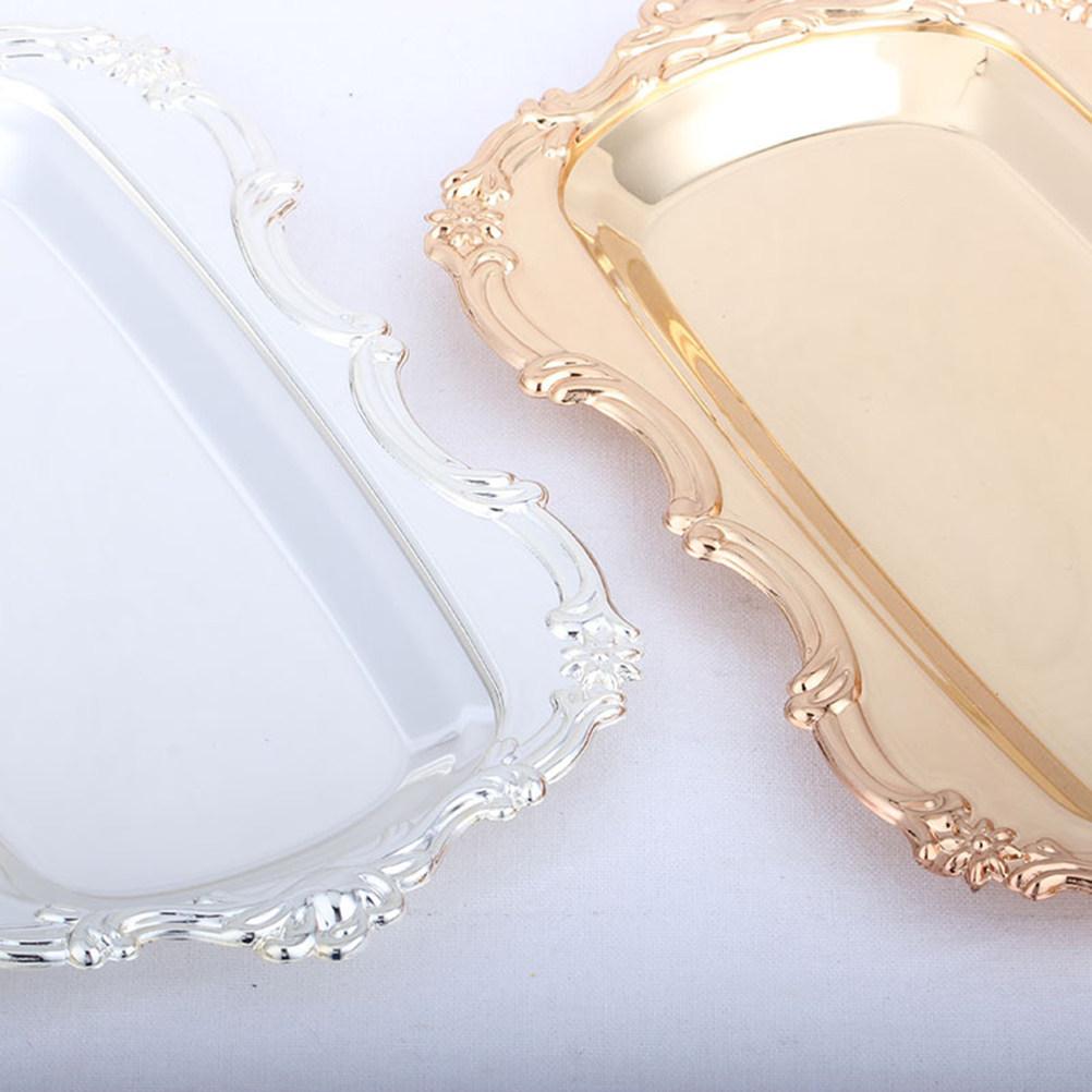 Vassoio Portasnap di Asciugamano Argento Sicuro per Alimenti Decorativo Piatto per Torta Piatto per Frutta e Dessert per Matrimonio Festa Compleanno Festa del Tè Casa