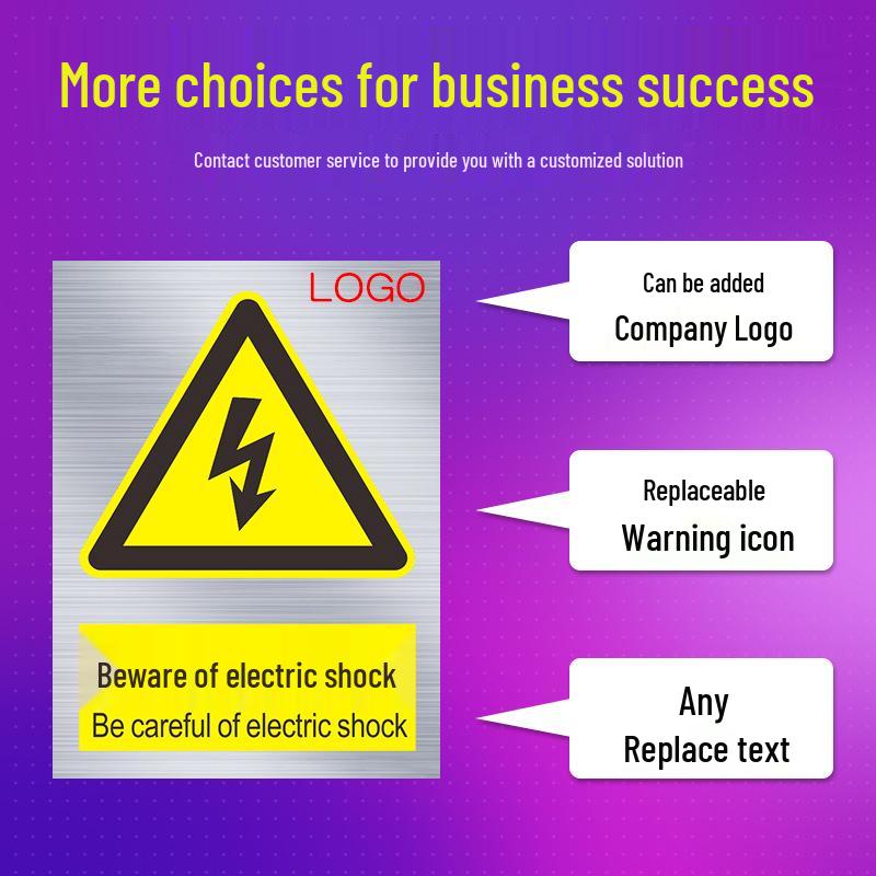 Aluminum Caution Sign: Electric Shock & No Smoking Slogan
