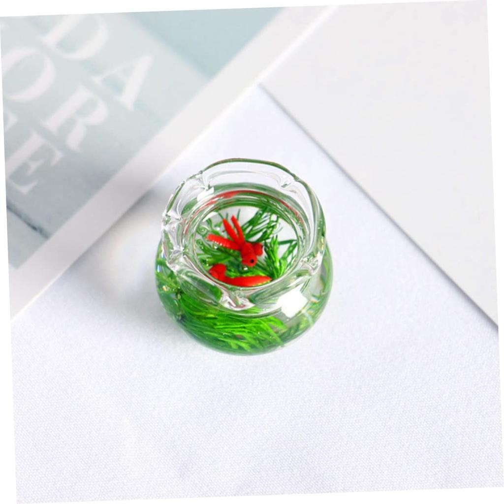 SAFIGLE Miniaturní Roztomilá Zlatá Rybka Akvárium Miniaturní Akvárium Mini Zlatá Rybka Stylové Skleněné Doplňky Doplňky pro Domeček pro Panenky 5 Kusů