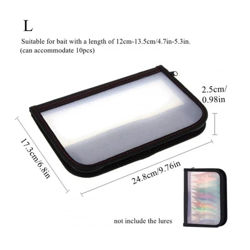 Plastic Transparent Visual Squid Jig Lure Hooks Storage Case With Two Way Zipper Fishing Lures Bag For Storing Squid Hooks Lure