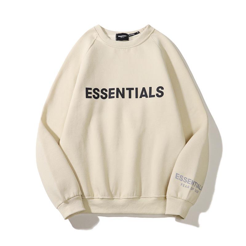 ESSENTIALS Streetwear Mikina s dlouhým rukávem a kulatým výstřihem, froté podšívka, potisk písmen, unisex