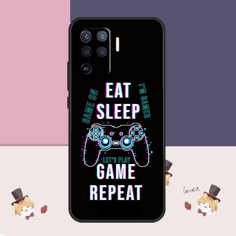 Eat Sleep Game Colorful Case For Oppo A94 A74 A54 A18 A38 A58 A78 A98 A80 A60 A40 A96 A76 A16 A15 A17 A57 A77 A5 Pro