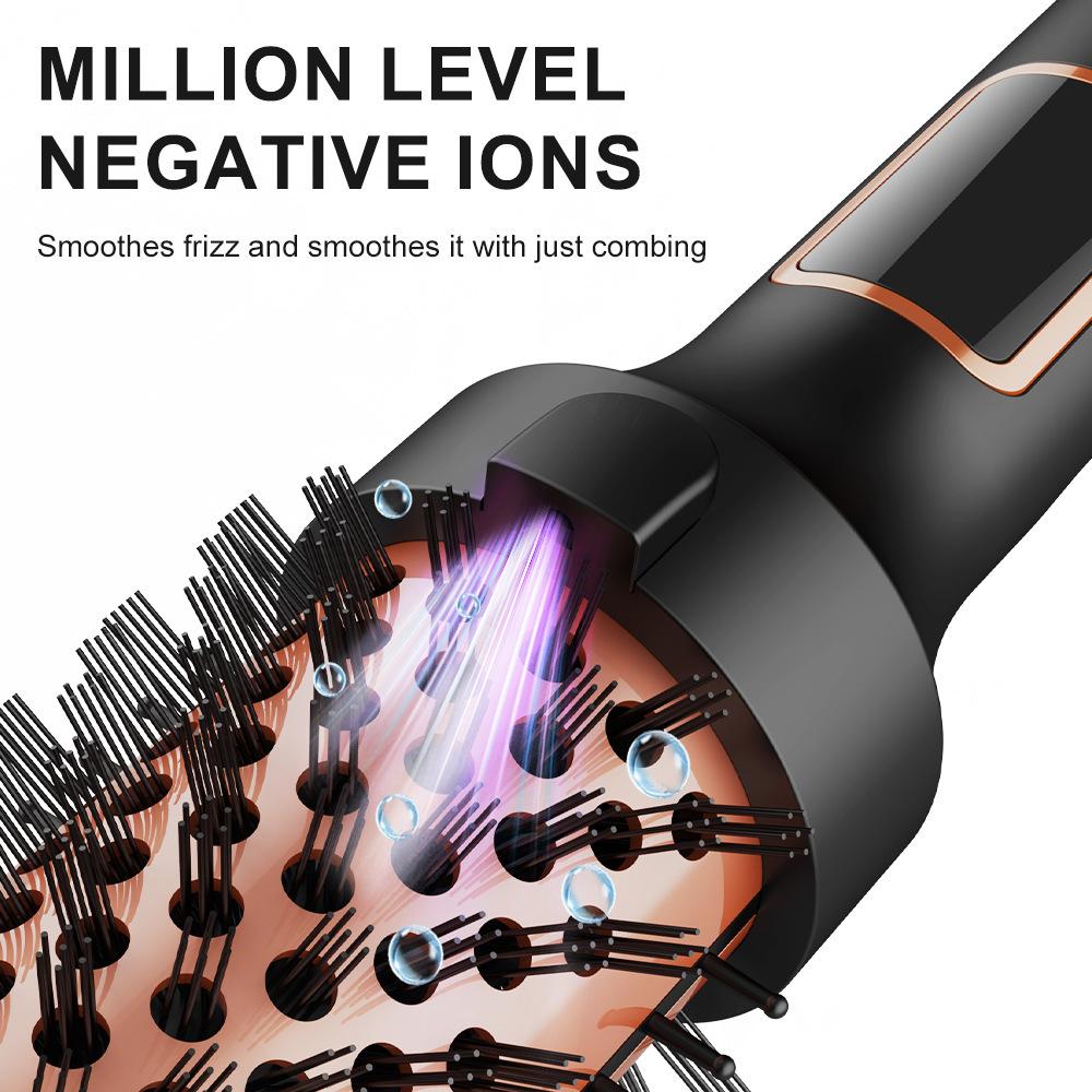 Adjustable Temperature Ceramic Electric Hair Curler 38mm Ionic Curling Wand 2-in-1 Hair Brush Curler