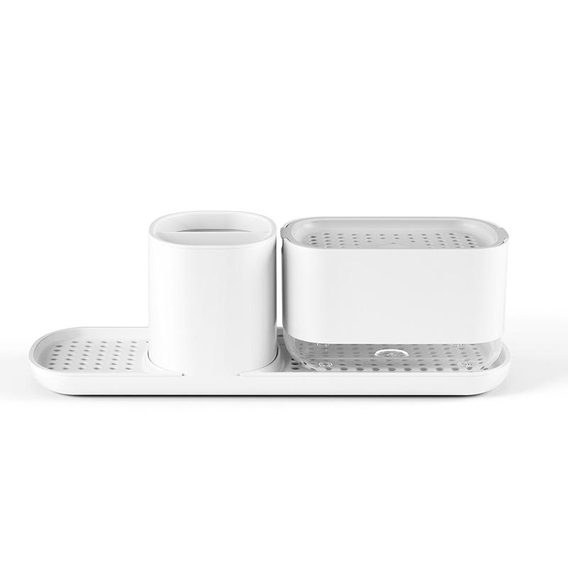 Druckknopf-Küchenspülbecken-Seifenspender und Aufbewahrungsgestell