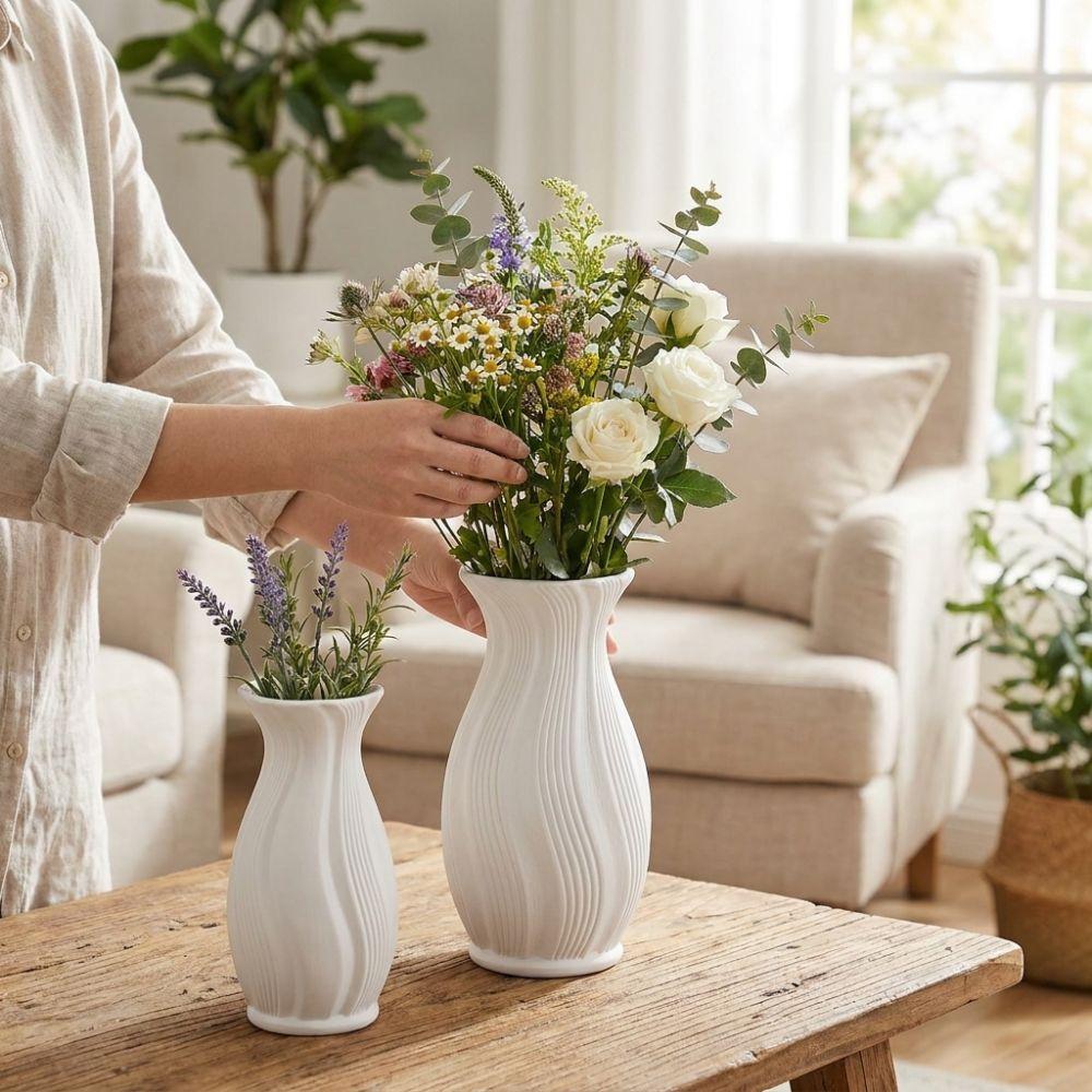 Drop-Proof Twisted 3D Vertical Vase Plastic Floral Display Vase Decorative Vase Fireplace Shelf