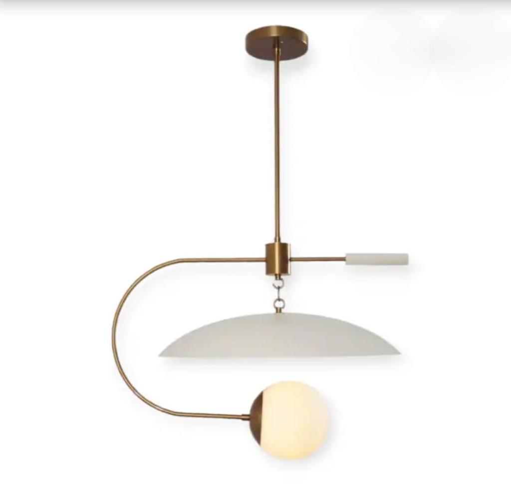 Moderner Messing-Kronleuchter im Mid-Century-Stil Minimalistische Pendelleuchte mit Kugel- und Kuppelschirm Deckenleuchte für Esszimmer, Küche, Wohnzimmer