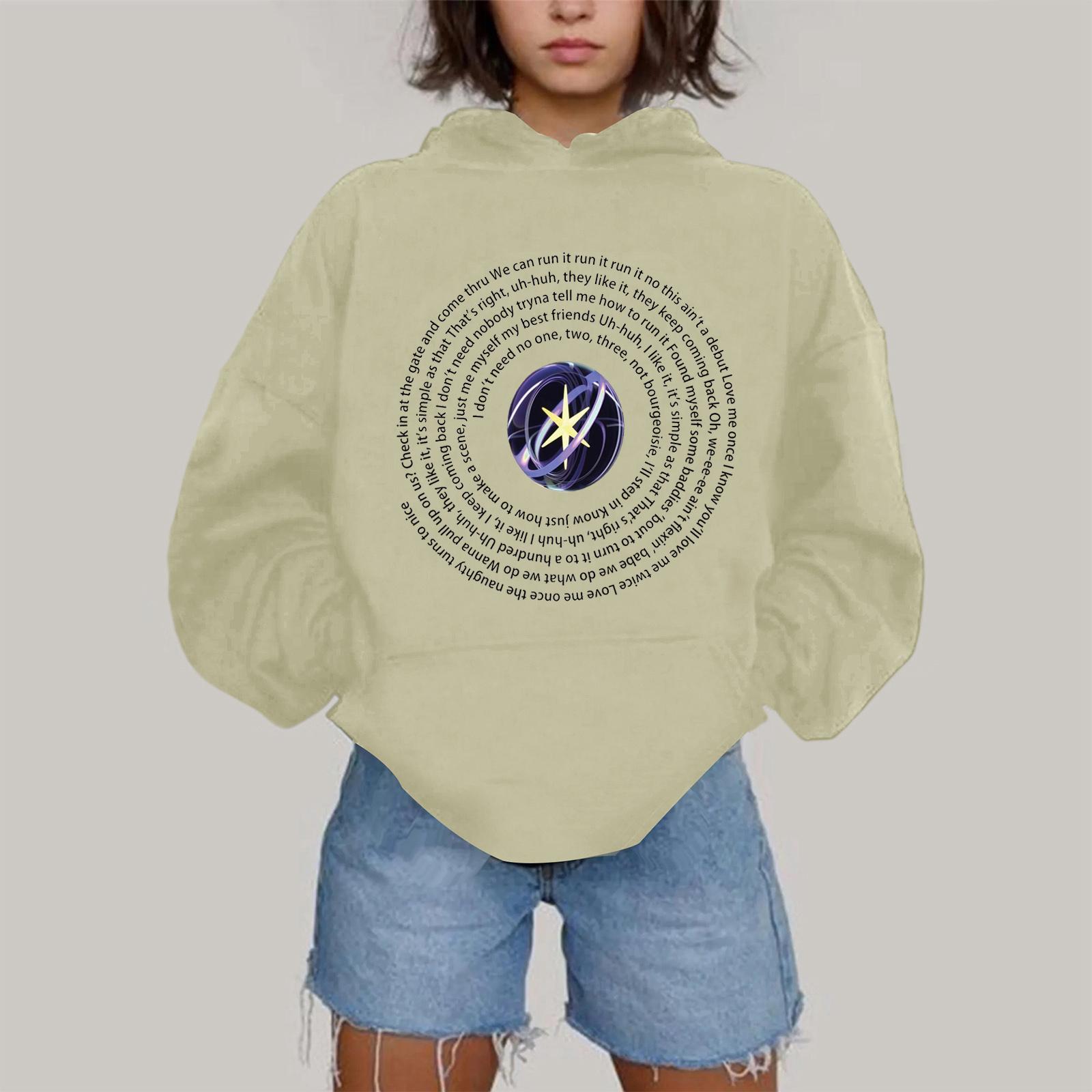 

Женская модная повседневная толстовка с капюшоном, длинным рукавом и принтом XL