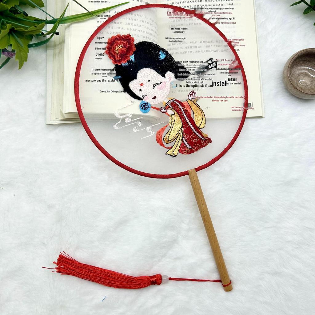 Ancient Style Single-Sided Suzhou Embroidery Dance Fan