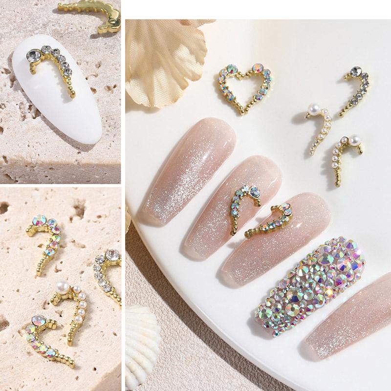 Nail Art Symmetrische Liebe Legierungsschmuck Farbe Herzförmige Legierung Diamant Nagelsticker Diamant Nageldekoration