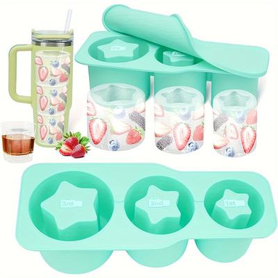 Silicone Ice Cube Tray for Stanley Cups 30-40 Oz - Reusable Cylindrical Ice Mold Set with Lids