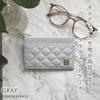 Crossmarbury Slim Compact Wallet with Fragment Card and Coin Cute Mini IC Card Lightweight Quilted Synthetic R91 Gray Women's Case, Case, Purse,