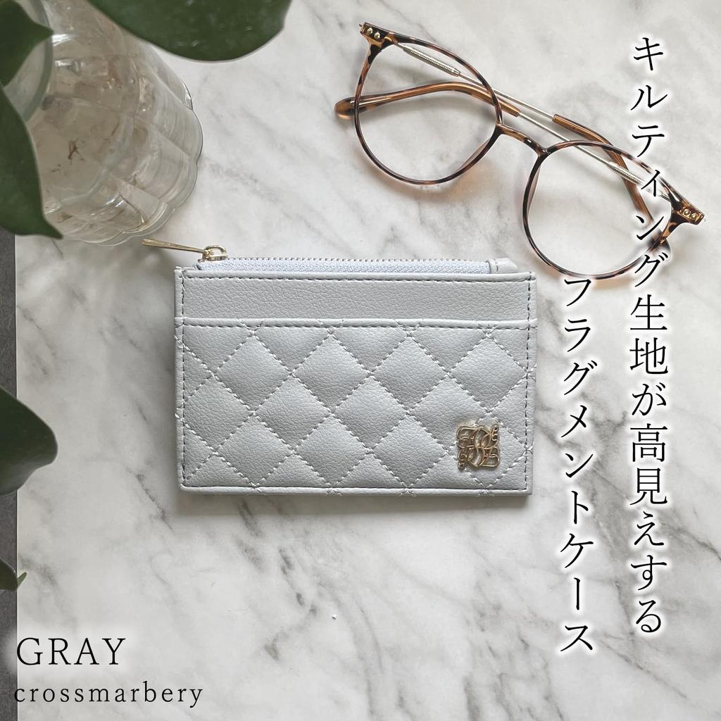 Crossmarbury Slim Compact Wallet with Fragment Card and Coin Cute Mini IC Card Lightweight Quilted Synthetic R91 Gray Women's Case, Case, Purse,