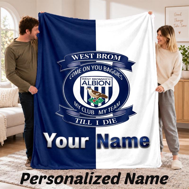 Custom Name West Bromwich Albion Flannel Throw Blanket Personalized Text Soft Blanket Bed Sofa Gift