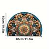 Tappetino Semirotondo Mandala Boemo Antiscivolo Lavabile Tappeto Piatto 2D Semisferico per Decorazione Soggiorno Cucina Bagno