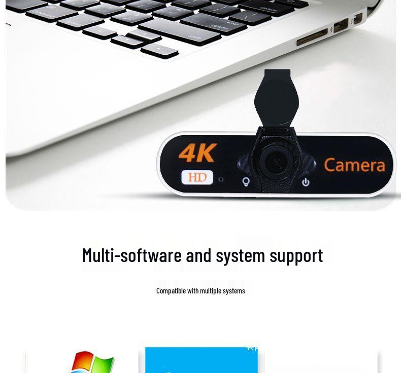 4K Ultra HD Streaming Camera with USB Microphone for Desktop and Laptop