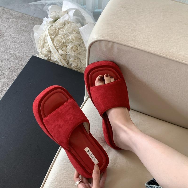 Fashion Women Platform Slippers Fashion Wedge Heeled Sandals Luxury Suede Casual Slides Summer New Beach Shoes for Women Sandalias Mujer