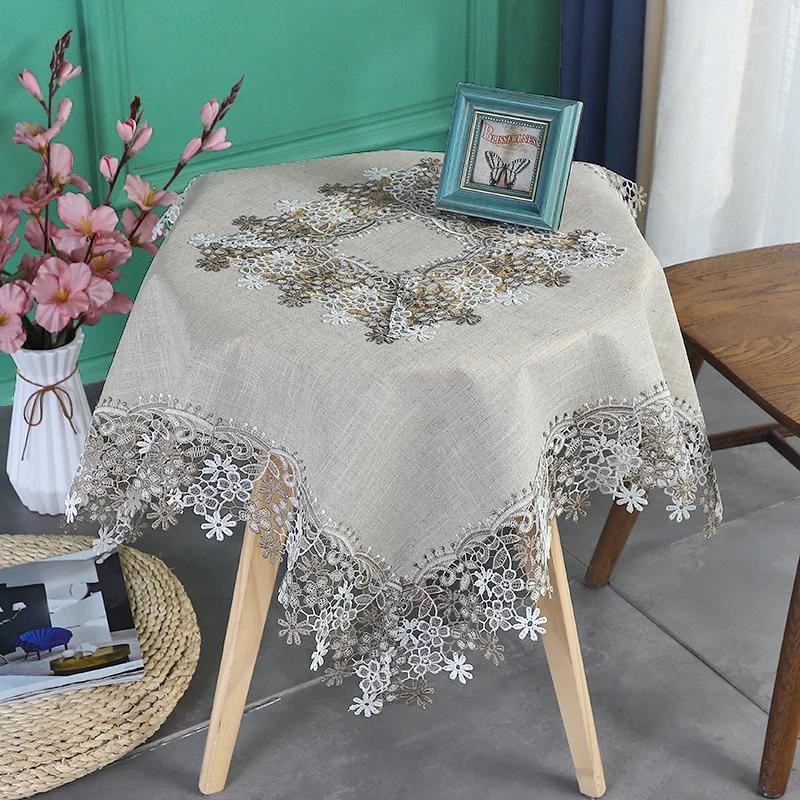 Limple Cotton Linen Table Cloth Lace Table Sheet Towel Round Table Cover TV Ark Cover Cloth Household Supplies dinnerTable Cover