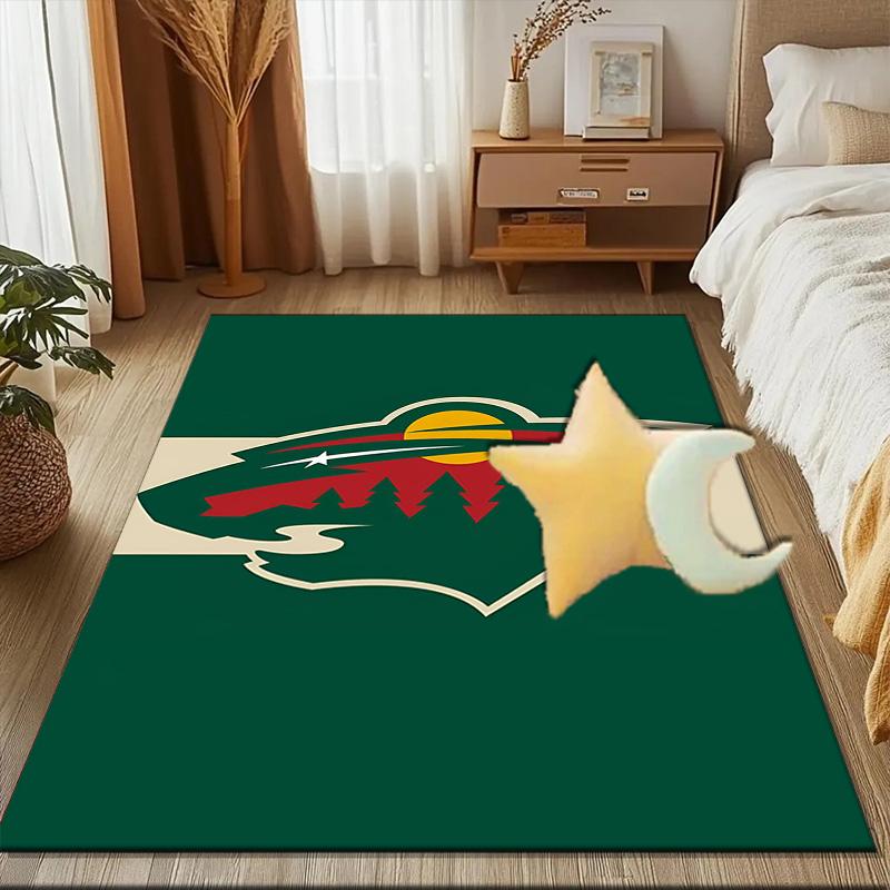 Minnesota-Wild Hockey Team Floor Mat for Living Room, Game Rooms, Office, Bedroom, Office Floor Mat Playful Design, Christmas Fan Gifts