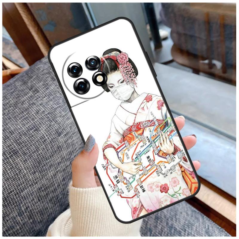 Japanese Geisha Case For OnePlus 13R 13T 12R 10R 10T 15 13 12 11 10 9 Pro Nord 5 CE 2 3 4 Lite N20 N30 Coque