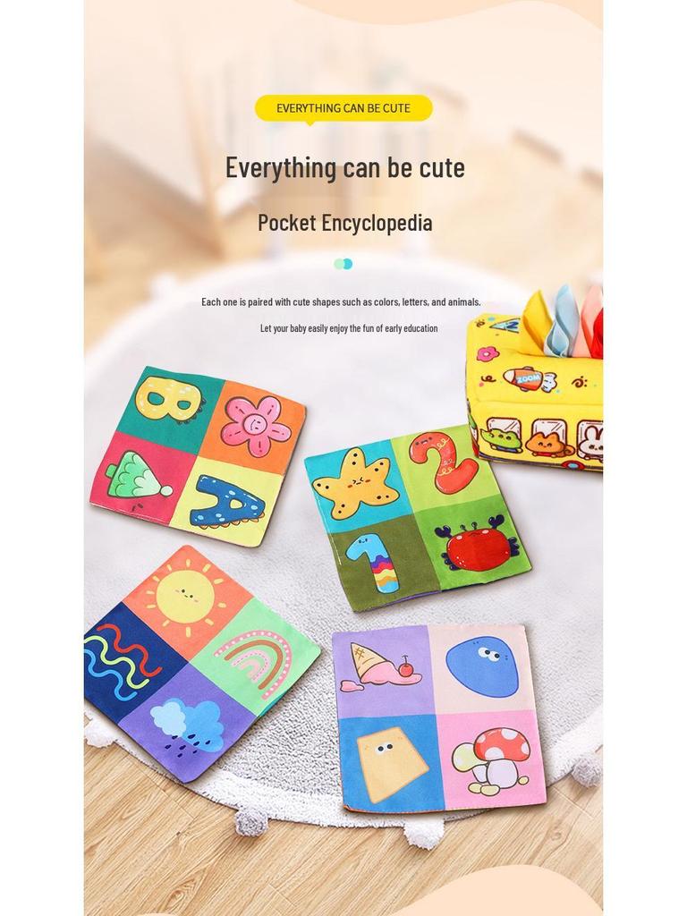 Washable Tear-Proof Crinkle Paper Toy for Infants - Soothing Tissue Box & Cloth Book