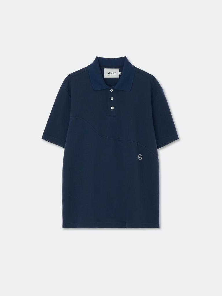 KINETO Wave-Cutting Pique Shirt_Navy