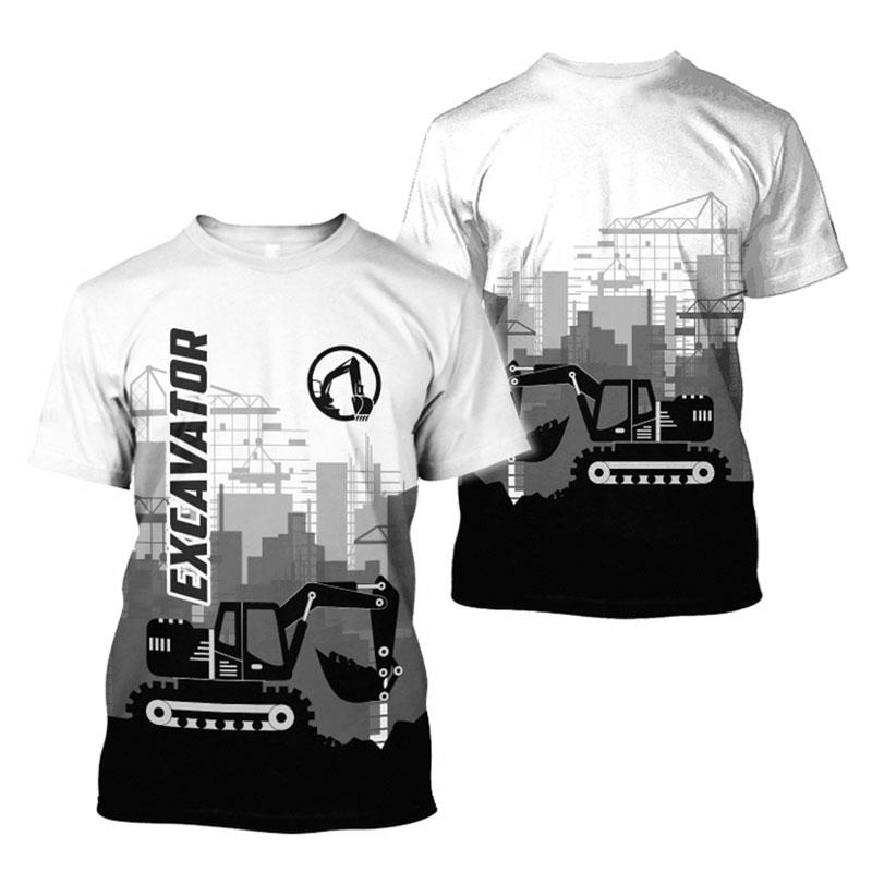 

Летняя мужская удобная футболка с 3D принтом для рабочего экскаватора, модная тенденция, свободная одежда большого размера с короткими рукавами 8XL