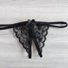 Chilot tanga cu fund deschis, dantelă și fundă - Chiloți sexy mărimi mari T-back
