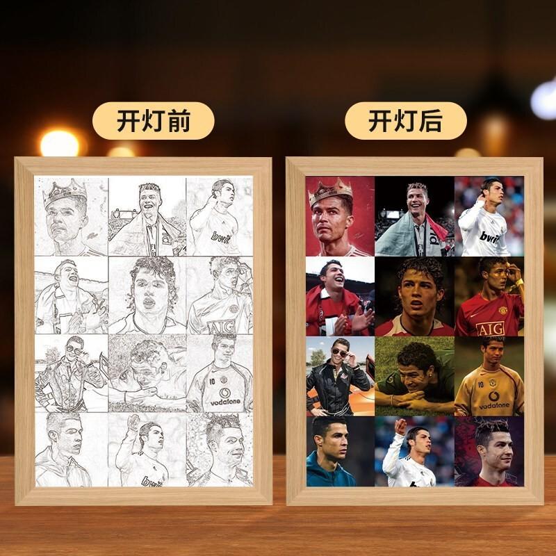 CR7 Light Painting LED Lamp Cool Gift for Football Fans Boy Boyfriend Dad