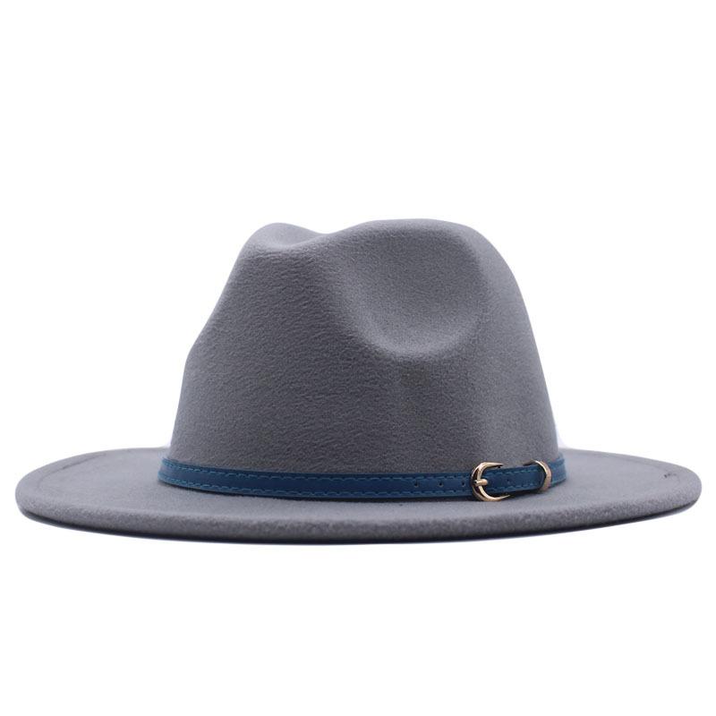 European and American style spring and autumn winter imitation felt big brim hat British retro woolen top hat men's and women's travel Panama jazz hat