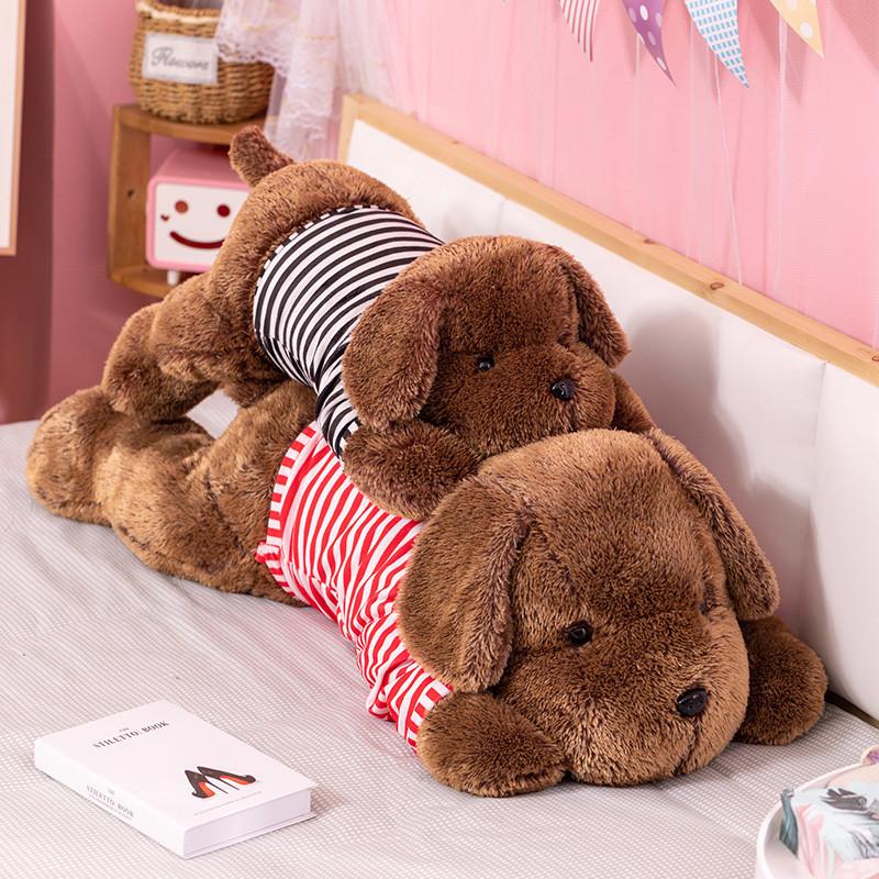 Dressed Striped Dog Dog Pillow Plush Toy Dog Doll Children'S Ragdoll Girl Birthday Gift