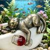 Durable Resin Garden Ornament Drunk Kitten Figurine Plant Pot Hanger, 3 Color Lazy Cat Mini Statue, Small Animal Desk Accessories Cute Hanging