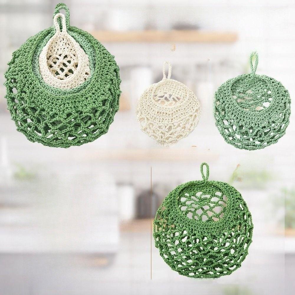 3Pcs/Set Teardrop Shape Wall Hanging Basket Breathable Lattice Vegetable Woven Basket Living Room