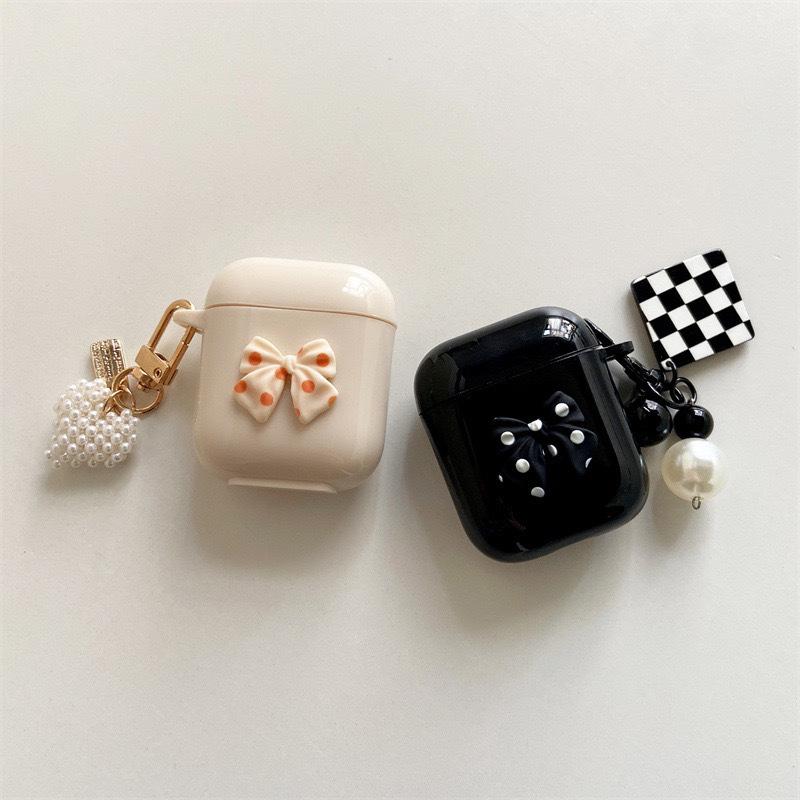 Geeignet für Airpodspro Kopfhörerhülle Airpods Dreidimensionaler Bogen Einfarbige Schachbrett Perlmutt Silikon