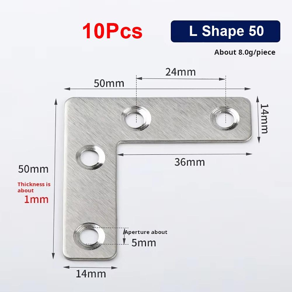 10Pcs 90° Right Angle Angle Bracket Flat Fastener Corner Bracket  Hardware Accessory