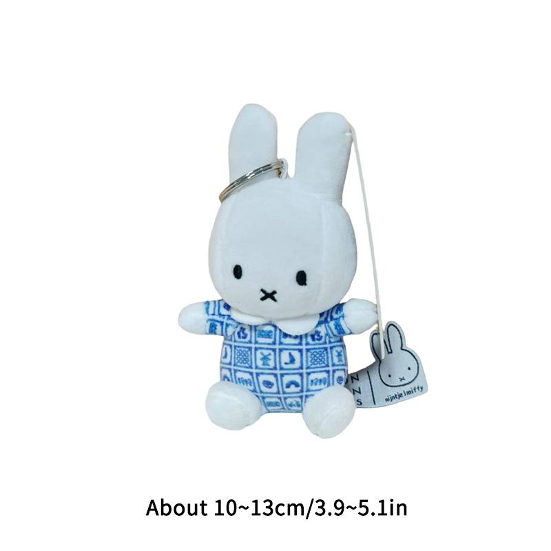 Miffys Rabbit Keychain Cute Cartoon Bunny Keyring Small Animal Doll Girls Backpack Pendant Car Key Holder Womens Bag Accessories