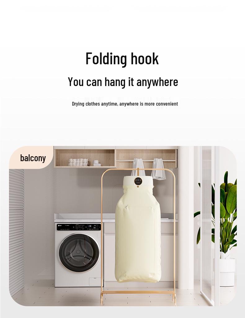 Portable Foldable Remote Control Ion Clothes Dryer for Home & Dorm